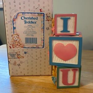 1996 Vintage Cherished Teddies Love Letter Blocks. 3 piece set